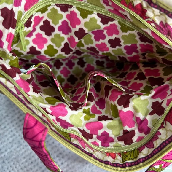 Vera Bradley Hello Dahlia Euro Wallet Floral Quilted Bucket Purse Set Pink Green - Picture 5 of 16